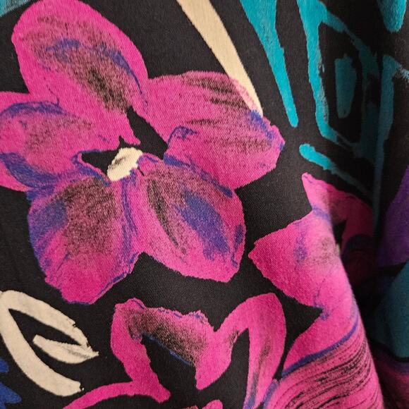 Vintage Jeri Marque Floral Button Front 80s Tunic Top Size 14 Wearable Art - Picture 9 of 11